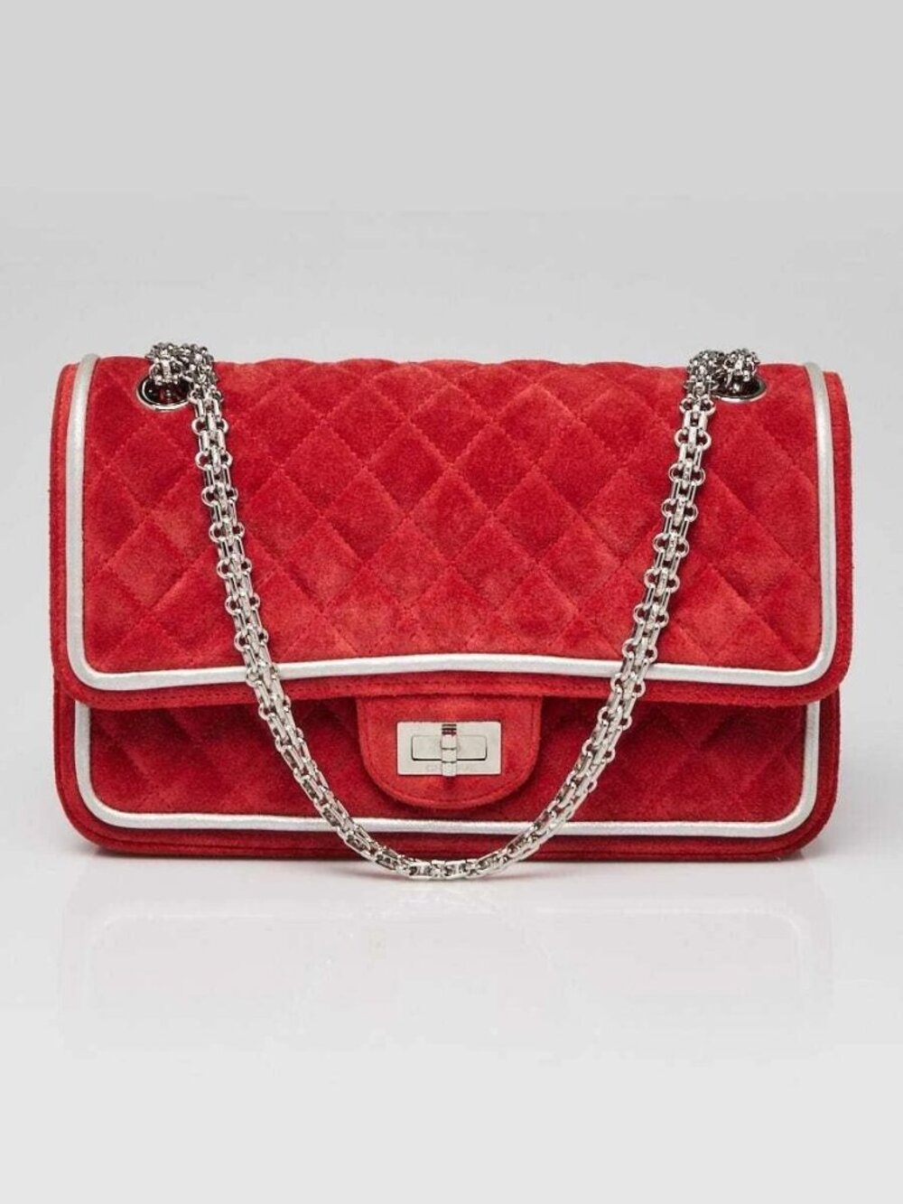 Chanel Red 2.55 Reissue Quilted Suede and Lambskin Leather 225 Flap Bag